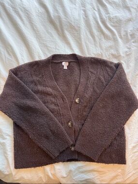 Auden Dark Brown Button-Front Women's Cardigan